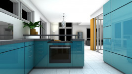 byt kitchen modrá